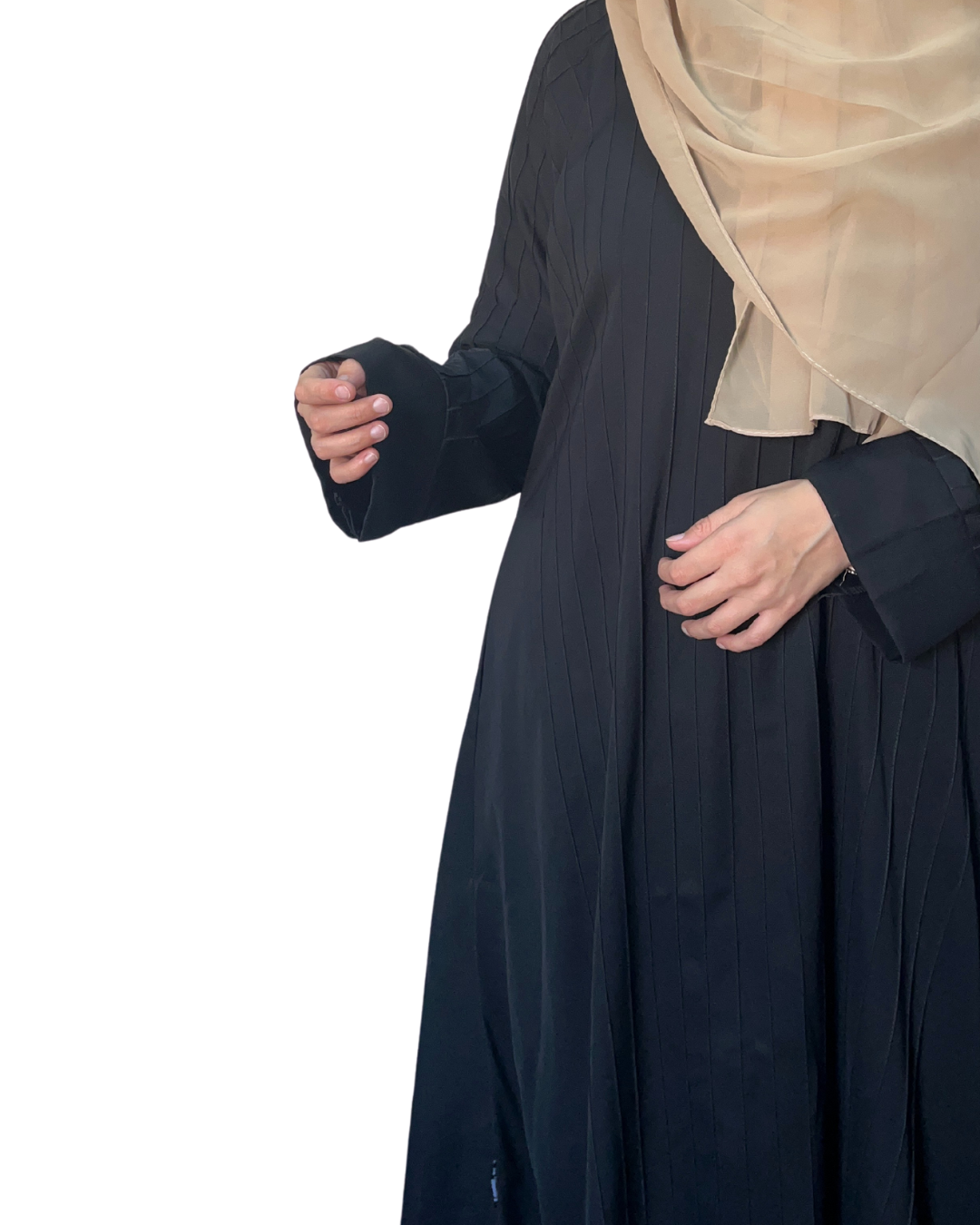 Pleated Black Abaya